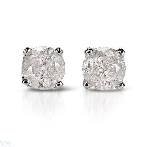 0.55ctw Natural Diamond Stud Earrings in 14K White Gold