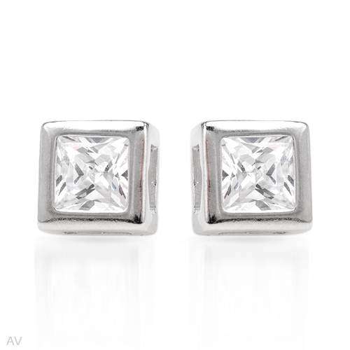 2.15ctw Princess cut Cubic Zirconia Studs in Silver