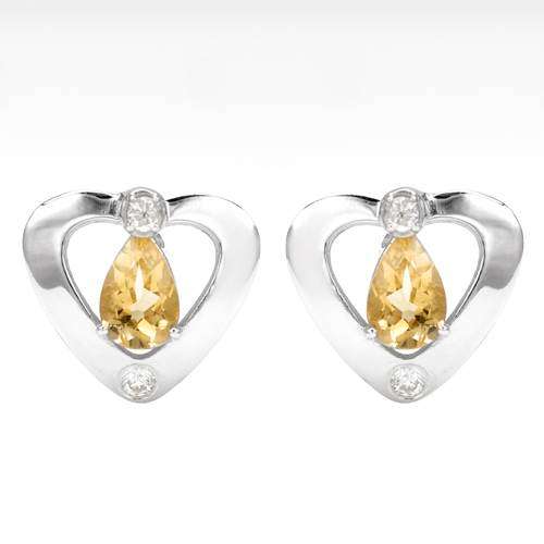 2.36ctw Natural Citrine Heart Shaped Studs in 925 Sterling Silver