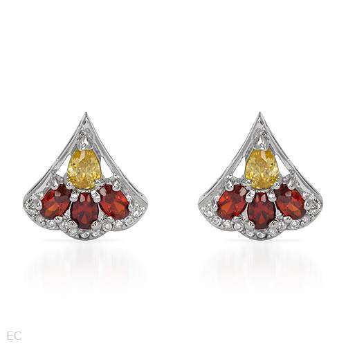 5.20ctw Yellow and Red Cubic Zirconia Studs in 925 Sterling Silver