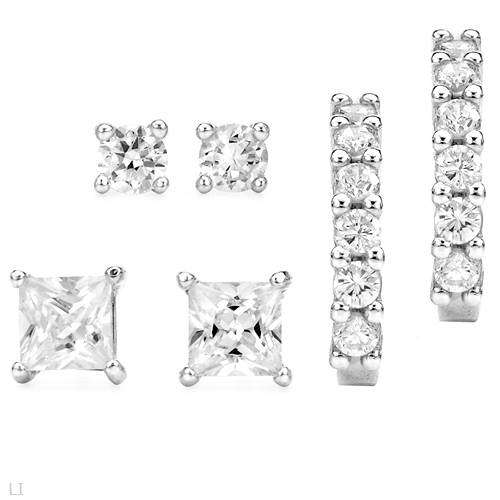 **SPARKLING**Tripset Earrings in 925 Sterling Silver**1.93ctw**TRIPLE THE VALUE**