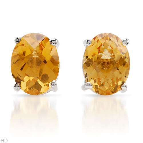 2.50ctw Oval Citrine Stud Earings in Silver