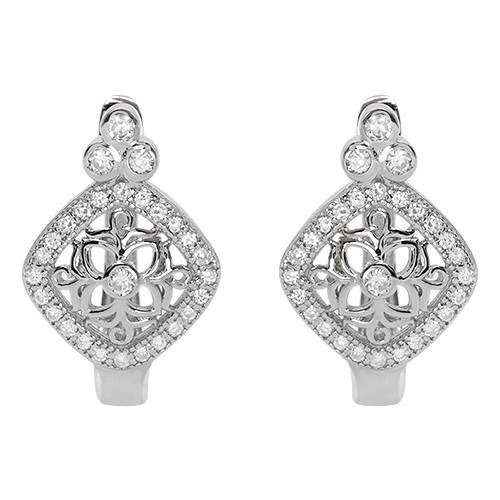 CubicZirconia Vintage Cuff Earrings in 925 Sterling Silver