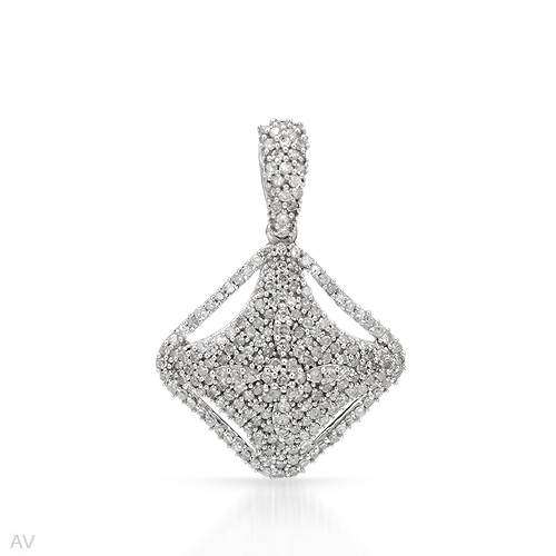 10k White Gold- 0.70ctw Natural Diamond Pendant