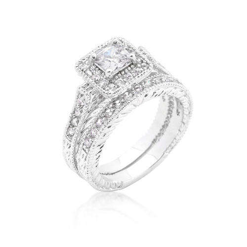 **GORGEOUS**0.73ctw Princess Cut 2 Piece Wedding Set*Size 6-10*