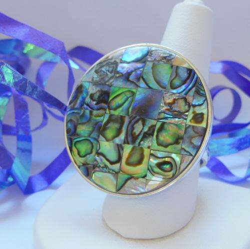 Shell Inlay Ring - Size 9.5 -Adjustable