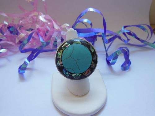 Dress Ring with GenuineShell Inlay- Size 7-Adjustable