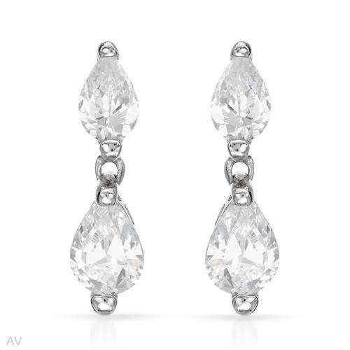 3.40ctw CZ Drop Earrings in Silver