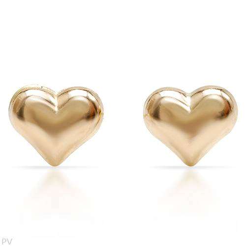 10K Yellow Gold Heart Shaped Earrings
