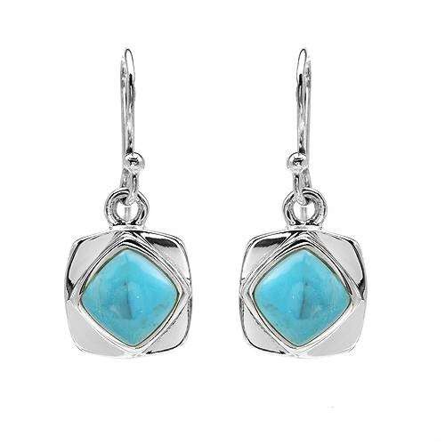 **SPARKLING**Created Turqiouse Drop Earrings in 925 Sterling Silver**