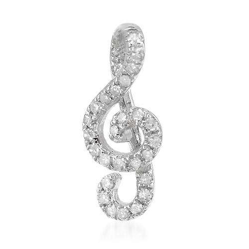 0.09ctw Diamond Music Note Pendant in 14kt White Gold