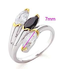 ***STUNNING***Marquise Cut CZ Cross Over Dress Ring***Size 6.5**