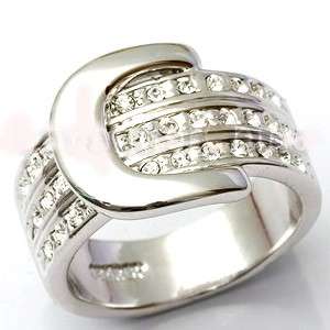 Buckle style CZ Dress Ring Size 6