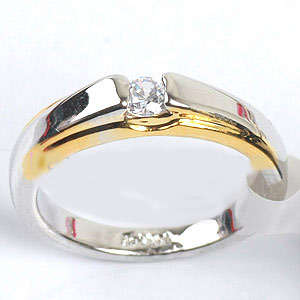 ***SPARKLING*** Two Tone Gold Plated CZ Dress Ring***Size 5/6**