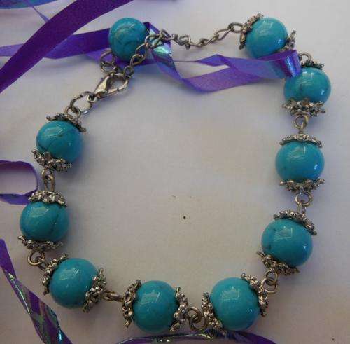 Adjustable Aqua Beaded Bracelet
