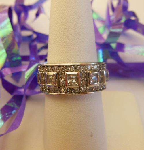 0.87ct CZ Princess Bezel Band- Size 7