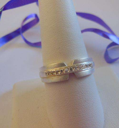 925 Sterling Silver CZ Band- Size 8.5