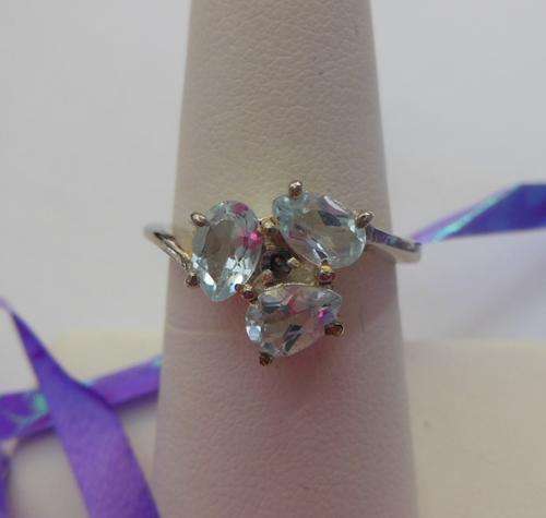**925 Sterling Silver** 1.50ctw Aqua CZ Cocktail Ring- Size 6.5