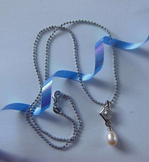 Pearl and CZ Pendant with Necklace