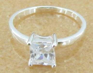 925 Sterling Silver 1.25ctw Princess Cut CZ Solitaire Engagement Ring Size 9