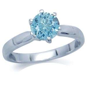 1ct Blue CZ Solitaire Ring - Size 7.5