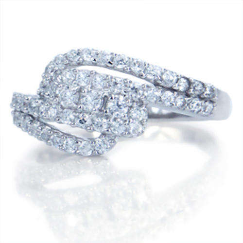 925 Sterling Silver CZ Cluster Ring- Size 6