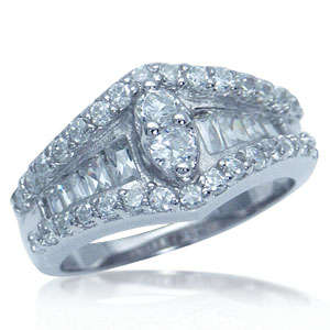Clear CZ 925 Sterling Silver Ring- Size 9