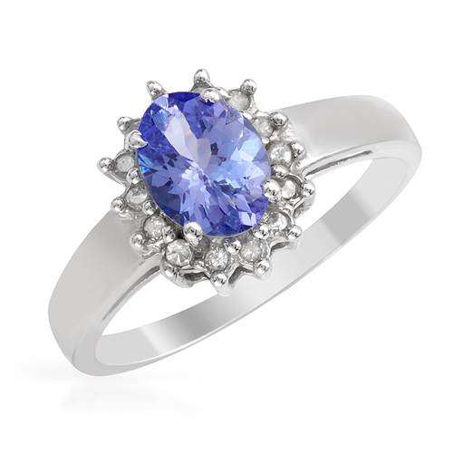 1.6ct Tanzanite and Diamond Ring in 10K White Gold