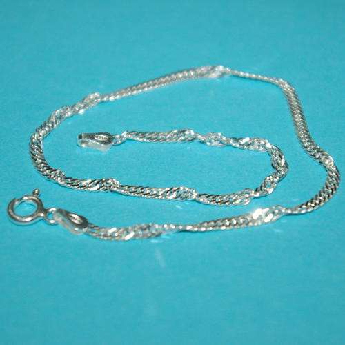 **925 Sterling Silver** Twisted Singapore anklet**