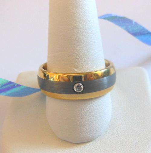 Two Tone Gentlemen's Wedding Band in Tungsten**Size W
