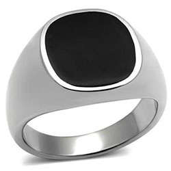 Men's Black Epoxy High Polished Stainless Steel Ring Size 13