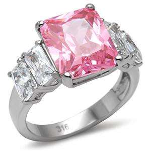 Stainless Steel Pink CZ Ring- Size 10