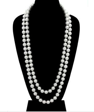 Beaded White Layered Faux Pearl Necklace