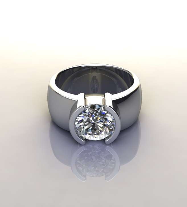*CD DESIGNER JEWELRY* 2.4ctw CZ Broad Band Ring in Silver- Size P
