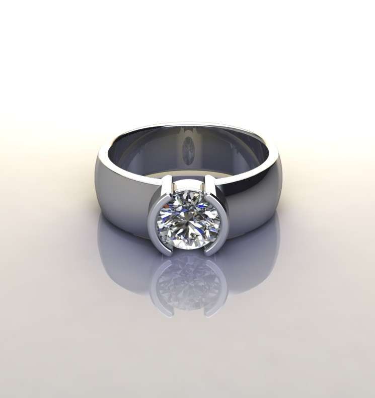 *CD DESIGNER JEWELRY*1.00ctw Sparkling CZ Broad Band Promise Ring in 925 Sterling Silver*Size P*