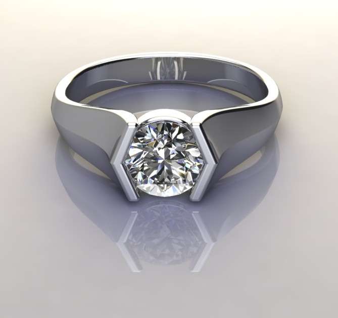*CD DESIGNER JEWELRY*1.00ctw Tensions set CZ Promise Ring in 925 Sterling Silver*Size P*