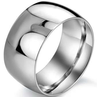 Men Stainless Steel Slight Dome Shaped Ring Size 12.5