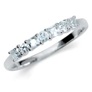 0.58ctw Princess and Round cut CZ Wedding Band in Sterling Silver*Size 7*