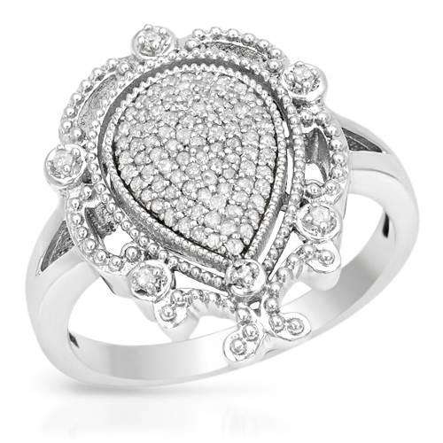 Natural Diamond Vintage Ring 10K White Gold