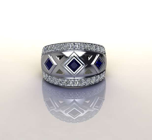 *CD DESIGNER JEWELRY* 1.23ctw Simulated Sapphires and Clear CZ Ring in Silver