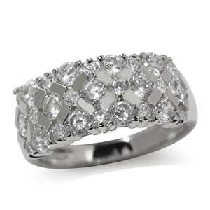 Broad CZ Dress Ring in Silver- Size 7/ 9