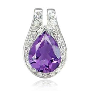1.50ctw Natural Amethyst and Topaz Pendant in 925 Sterling Silver