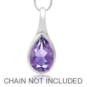 0.71ctw Pear Amethyst Pendant in 925 Sterling Silver
