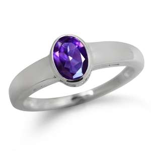 0.76ctw Amethyst Solitaire Ring in Silver- Size 8