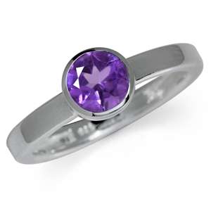 0.84ctw Natural Amethyst Promise Ring in 925 Sterling Silver Size 8