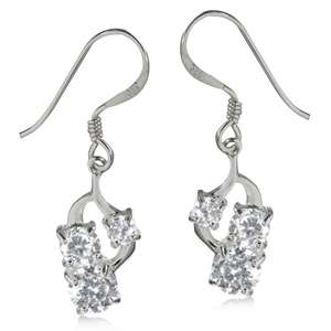 1.64ct Clear CZ Drop Earrings in 925 Sterling Silver