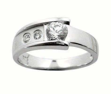 Clear CZ Band with Matt Finish in Silver-  Size 8, 9