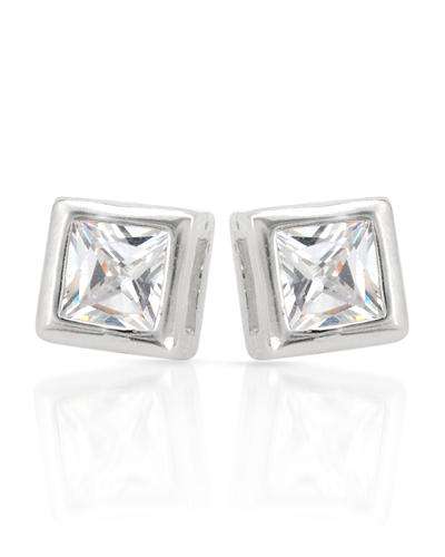 2.60ct Princess Cut CZ Stud Earrings in Silver