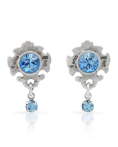 Blue Crystal Base Metal Earrings