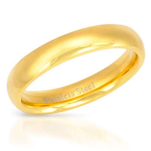 4mm Gold Plated Stainless Steel Band- Size 10